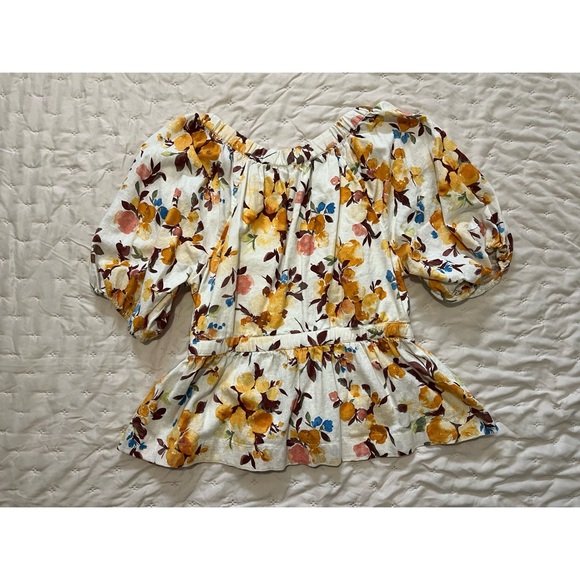 A&F Linen-Blend Puff Sleeve V-Neck Top - L - EUC! - Picture 4 of 6